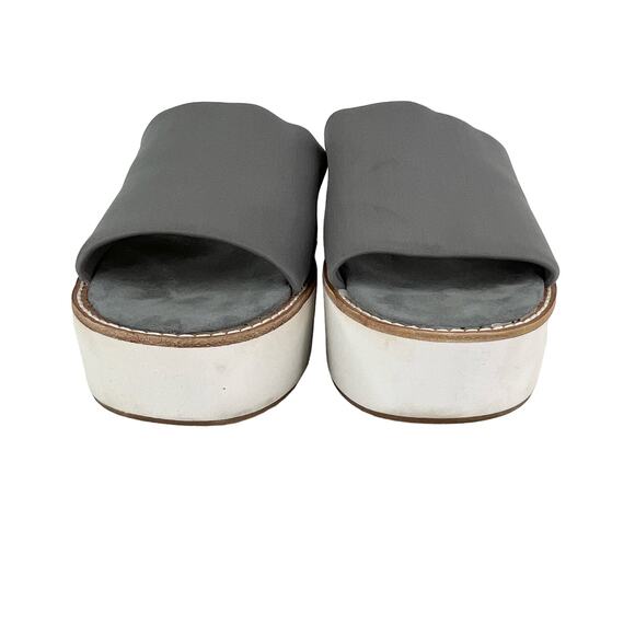J/Slides Platform Sandals Slides 8 Gray White - Picture 3 of 11